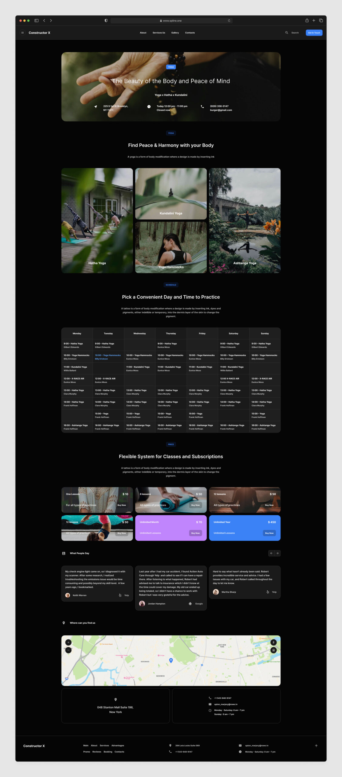 Yoga Stuido Design Template for Figma Dark Version