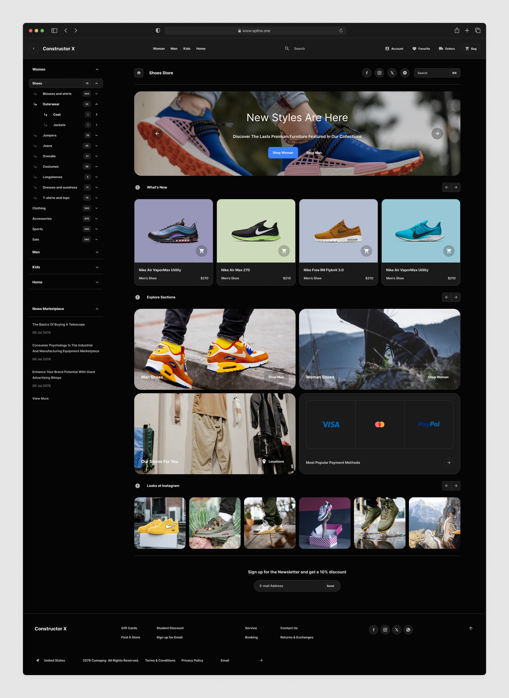 Main Page Commerce Template for Figma Dark Version
