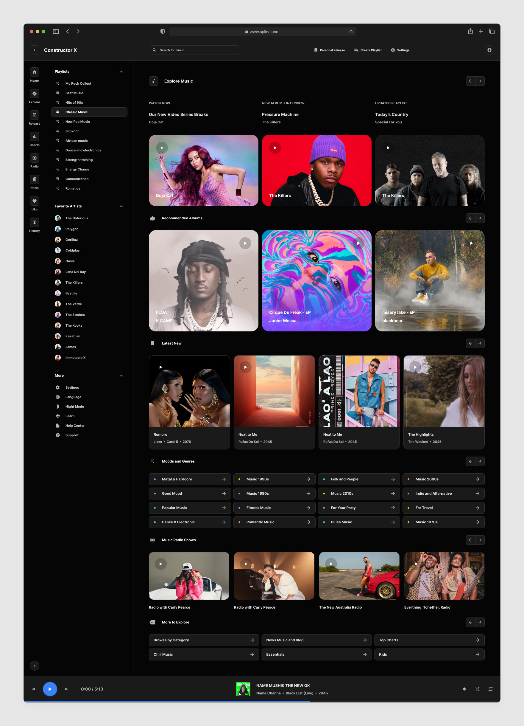 Music Applications for Figma, Dark Version / Black Mode