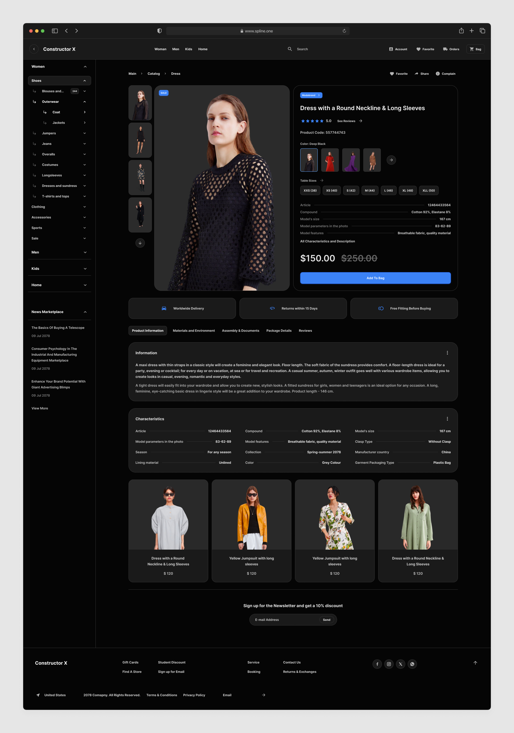 Product Page Commerce Tempaltes for Figma Dark Version