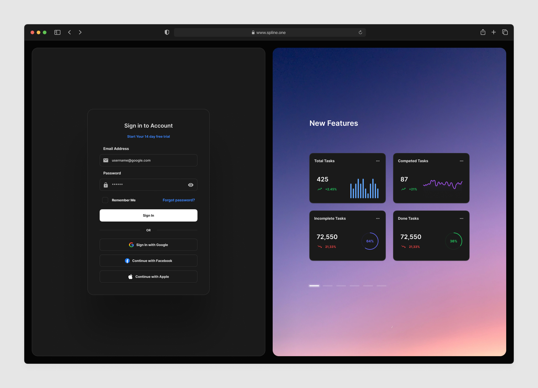 Sing In, Sing Out Screens for Figma Dark Theme