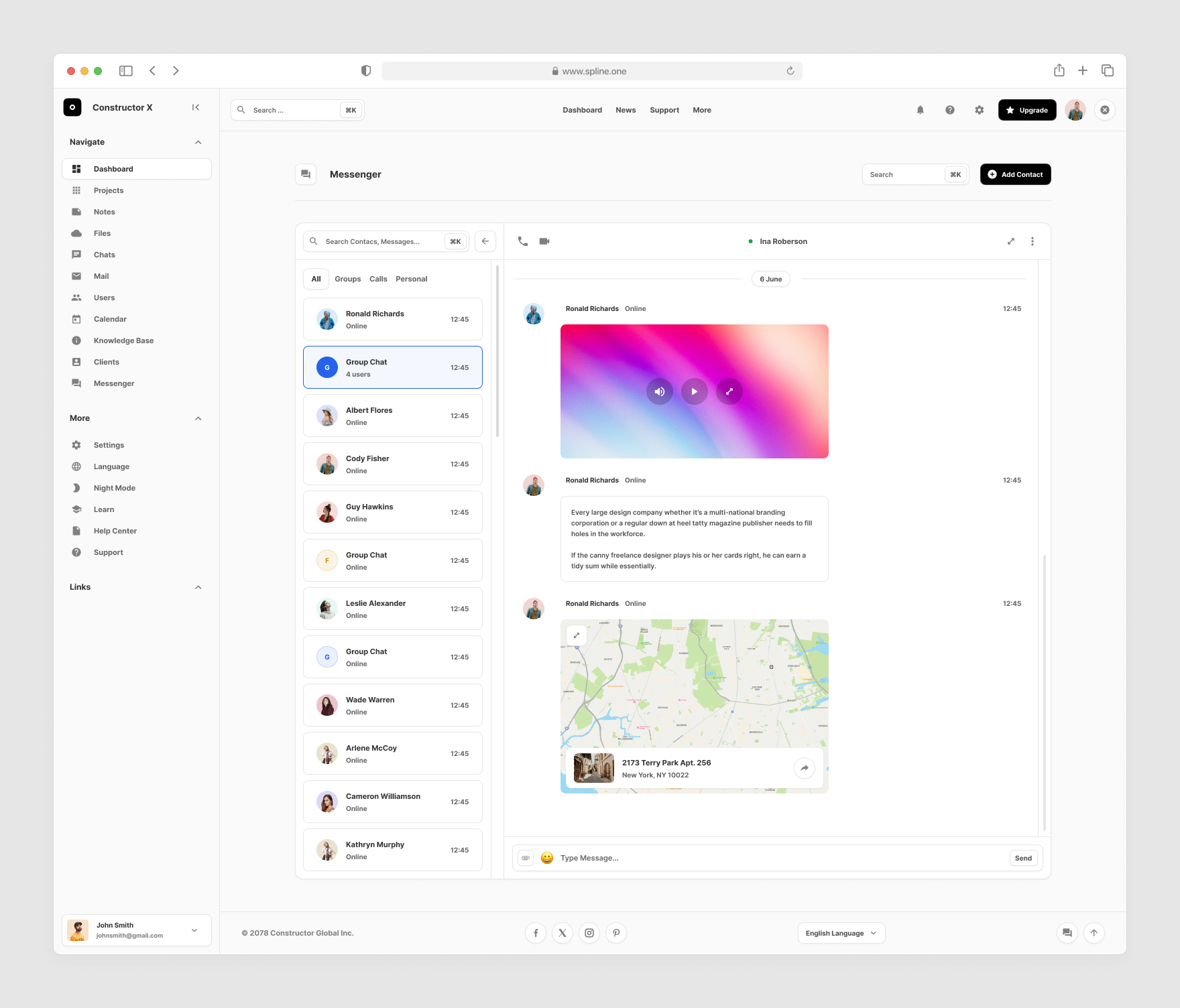 Messenger Dashboards for Figma, Left sidebar, Content navigation bar, Content footer