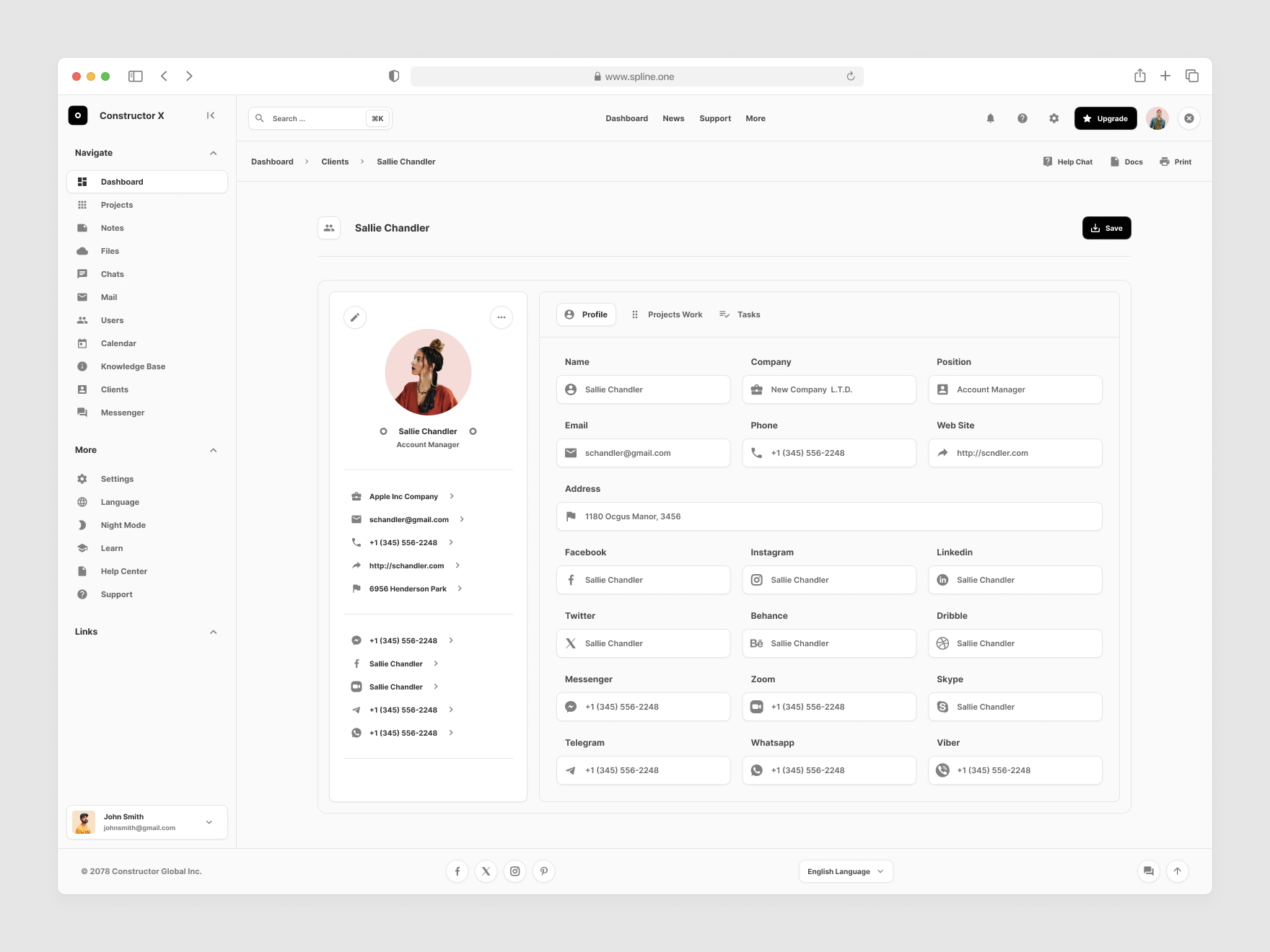 Clients Dashboards for Figma for Figma, Left sidebar, Content navigation bar, Content footer.