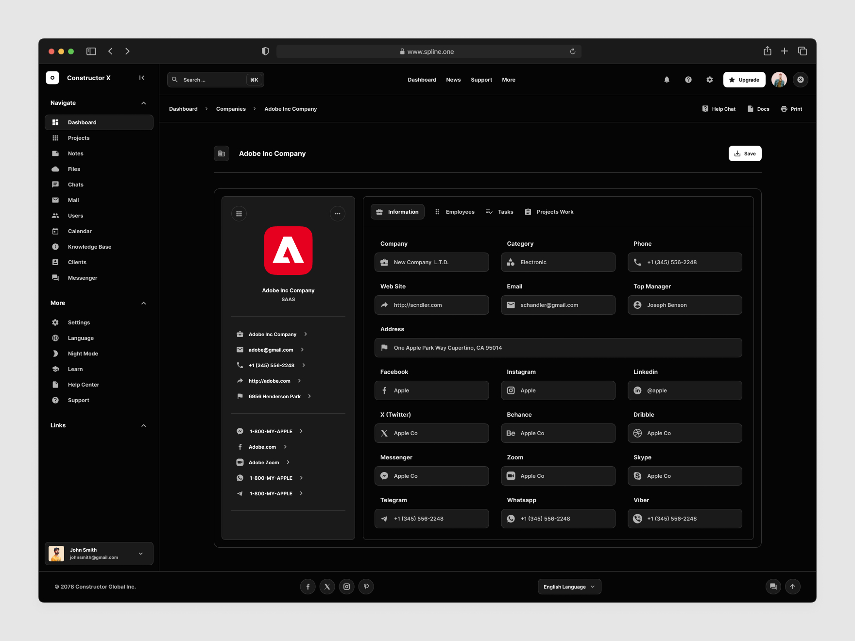 Clients Dashboards for Figma for Figma, Left sidebar, Content navigation bar, Content footer. Dark Theme Version