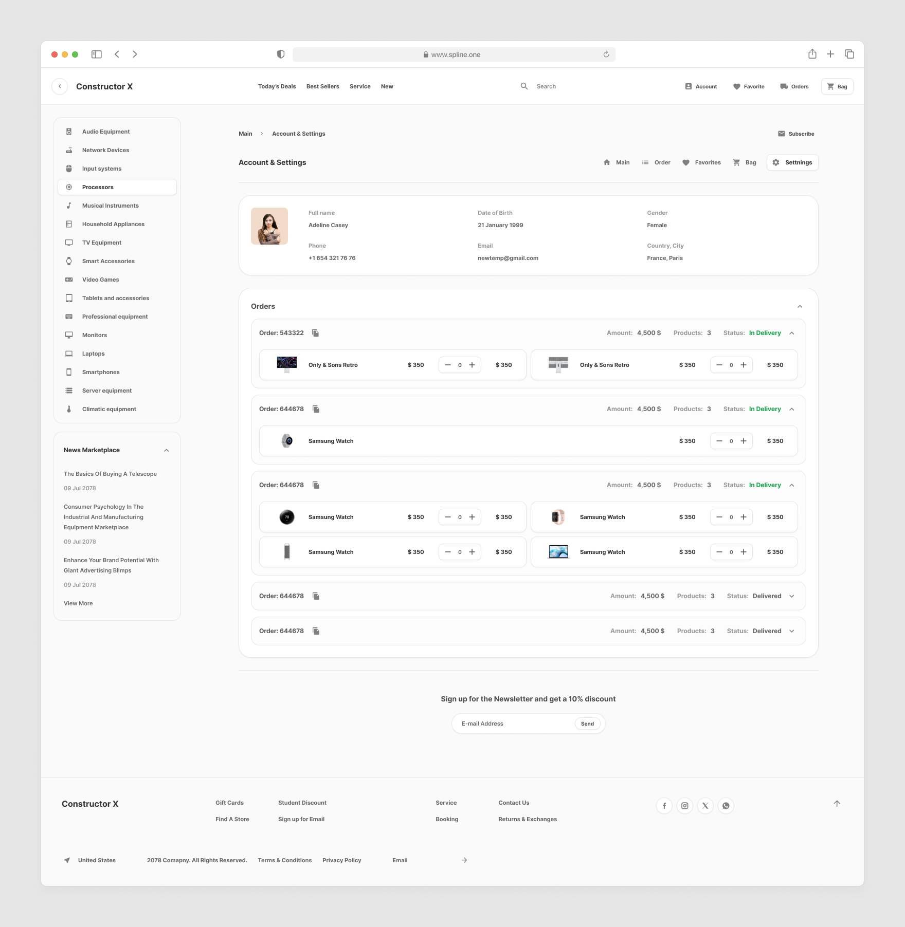 Account Profile Commerce Pages for Figma