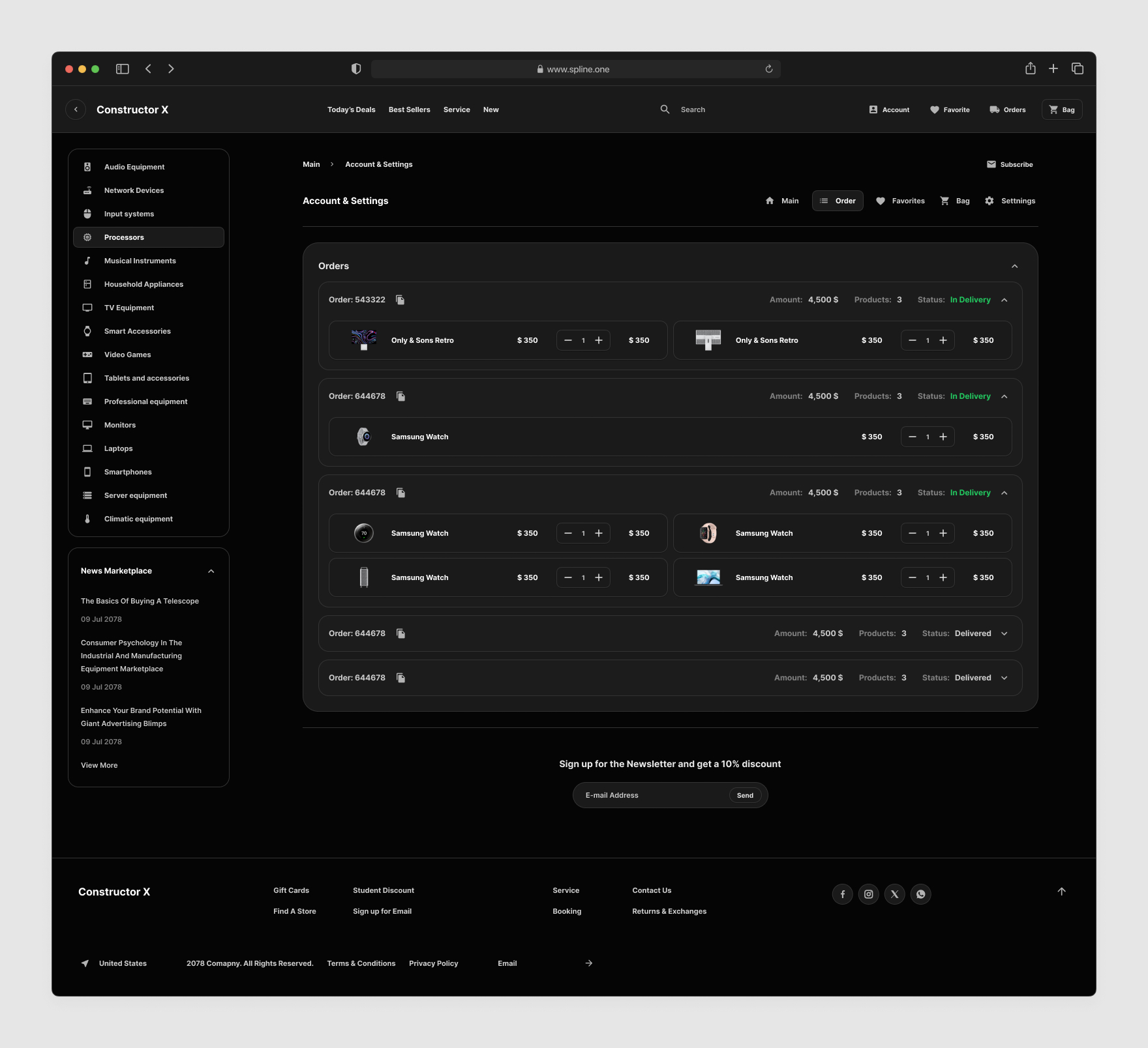 Orders Templates for Figma Dark Version
